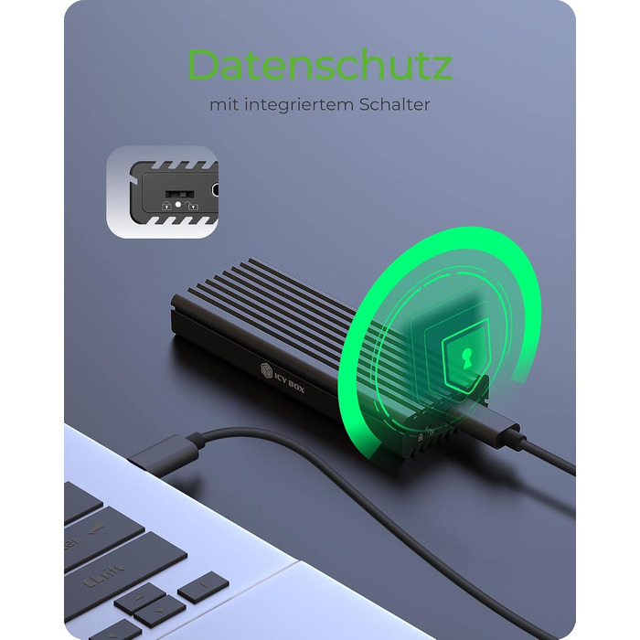 Зовнішній корпус для M.2 PCIe SSD ICY BOX Aluminium USB 3.1 Type-C IB-1817M-C31, чорний (без інструментів)