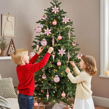 40 шт. прикрас на ялинку: міцні кулі, ялинкові орнаменти, декор для ялинки (Рожевий)