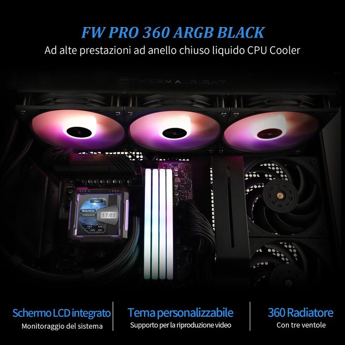 TR FW PRO 360 ARGB: Смарт-система водяного охолодження CPU з IPS LCD екраном 320x320 для AM5/Intel 1700/1851