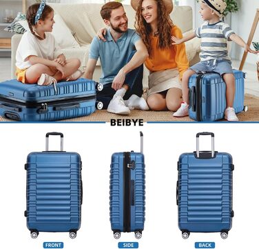 Набір валіз та ролер Beibye з подвійними колесами (Кофе, Блакитний)