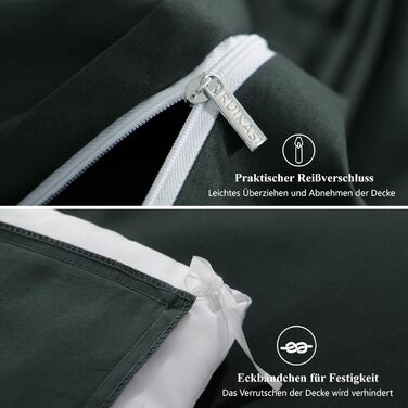 Комплект постільної білизни RUIKASI з бавовни 4-х частинний (200x200 см) сірий - двоколірний, з блискавкою