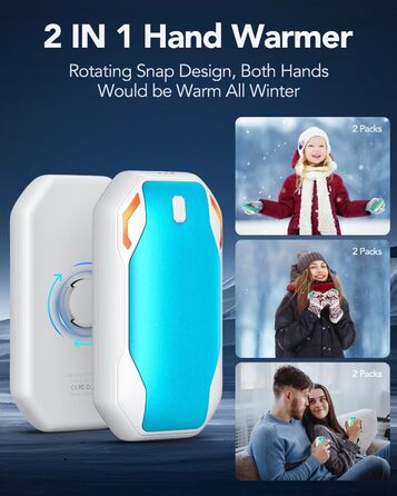 Електричні грілки для рук PHEJIE (2 шт.) - 3 режими нагріву, портативні, для активного відпочинку, кемпінгу, подарунок