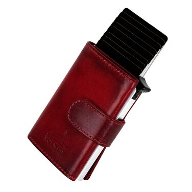 Чоловіче/жіноче картхолдер Volmer POP-UP з відділенням для монет, з натуральної шкіри, RFID захистом, вміщує до 11 карт, кольори: Hunter Green (зелений), Bordeaux Red (бордовий)