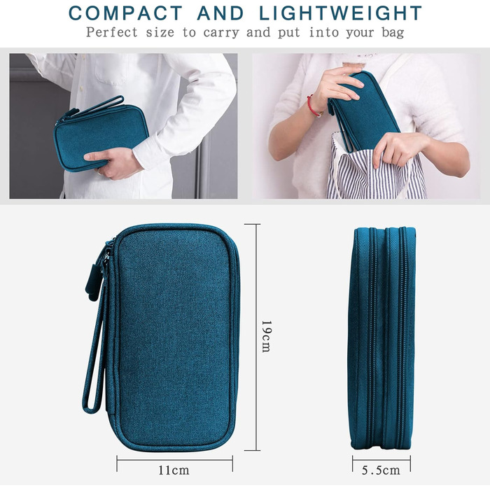 Органайзер для кабелів Skycase, сумка-органайзер для аксесуарів: USB, Powerbank, SD-картки, зарядні кабелі. Зелений, 19 x 11 x 5.5 см