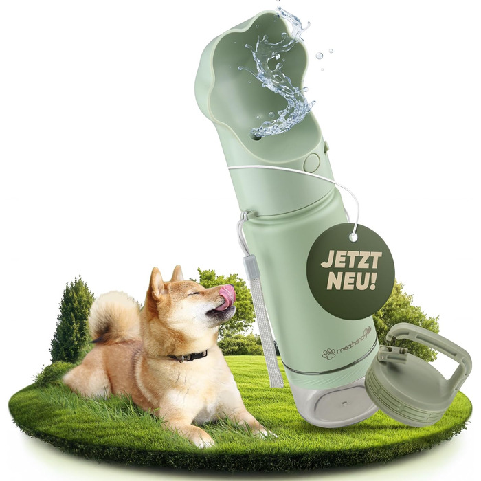 Hana Pets Portable Dog Water Bottle with Bowl & Travel Lid - Stainless Steel, Insulated, Includes Carabiner Clip