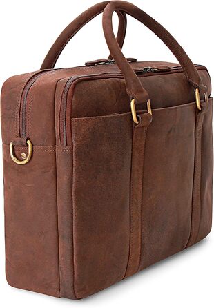 Сумка для ноутбука Leabags Leder Aktentasche (16 дюймів) з натуральної шкіри. Офісна сумка-месенджер через плече для чоловіків та жінок, темно-коричнева