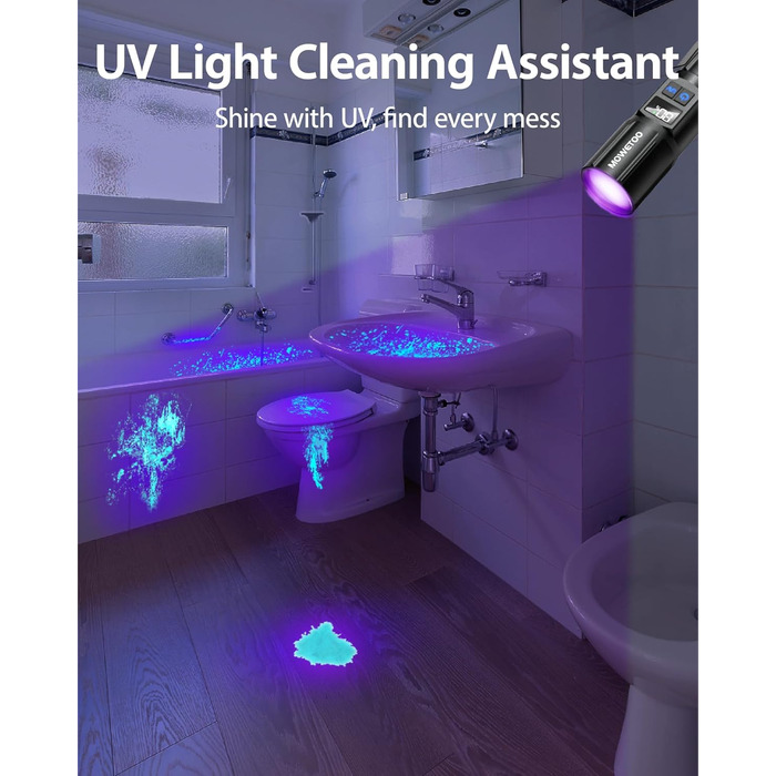 Ліхтар USB з UV-лампою 395nm, 2-в-1, з зумом, 5 режимів, LCD-дисплей для перевірки грошей, виявлення плям, перевірки тварин