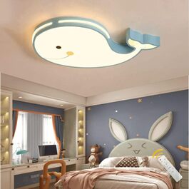 LED Ceiling Lamp Dolphin Shape Dimmable with Remote Control Boy Girl Baby Kids Children's Room Lamps Ceiling Children's Room Bedroom Lamp Room Lighting Chandelier, White, 50cm (Blue, 50cm)