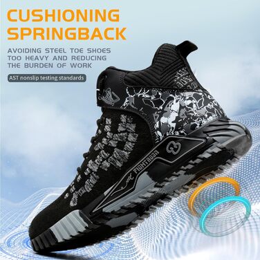 Черевики робочі чоловічі/жіночі, захисні, спортивні, з металевим носком, антиковзаючі, чорні, розміри 37-46 EU