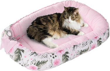 Килимок для кота та собаки Medi Partners 75x60x10 см: м'яке ліжко-гніздо з зірками (рожевий)