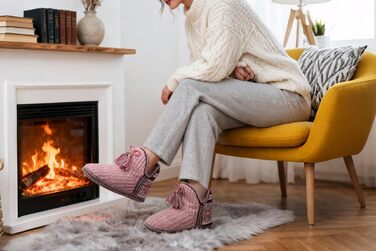 Тапочки халатні жіночі COFACE Lammfell – теплі халатні тапочки з овечої вовни, зимові, плюшеві, з підкладкою, халатні чоботи, комфортні пантофлі 39/40 EU, Dunkerosa