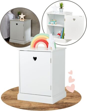 Standing Mirror for Children, Ages 3-7, Wooden Children's Mirror, Nursery, Children's Mirror with Storage, Girls' Freestanding Standing Mirror White, Christmas Gifts (Children's Nightstand)