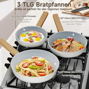 Scheffler Nonstick Fry Pan Set - 20/24/28cm - Compatible with All Cooktops