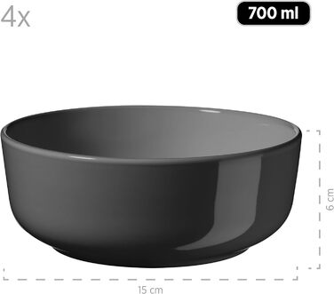 MÄSER Serie Alenia, Dinnerware Set for 4 people in modern Scandinavian design, 16-piece combination service made of ceramic in gray stoneware.