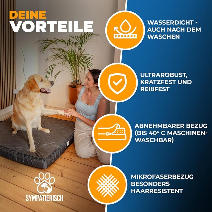 Orthopedic Dog Bed [Waterproof] - Your furry friend's new favorite dog mat, Non-slip dog cushion, dog basket, dog bed, washable cover | Small to large dogs | 110x100x9 cm