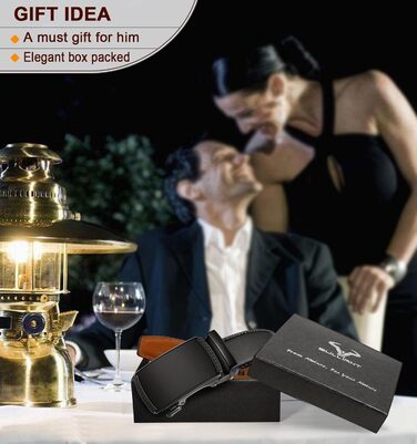 Чоловічий ремінь KEMISANT 2 шт. з автоматичною застібкою, шкіряний, регульований, 35 мм, з подарунковою коробкою