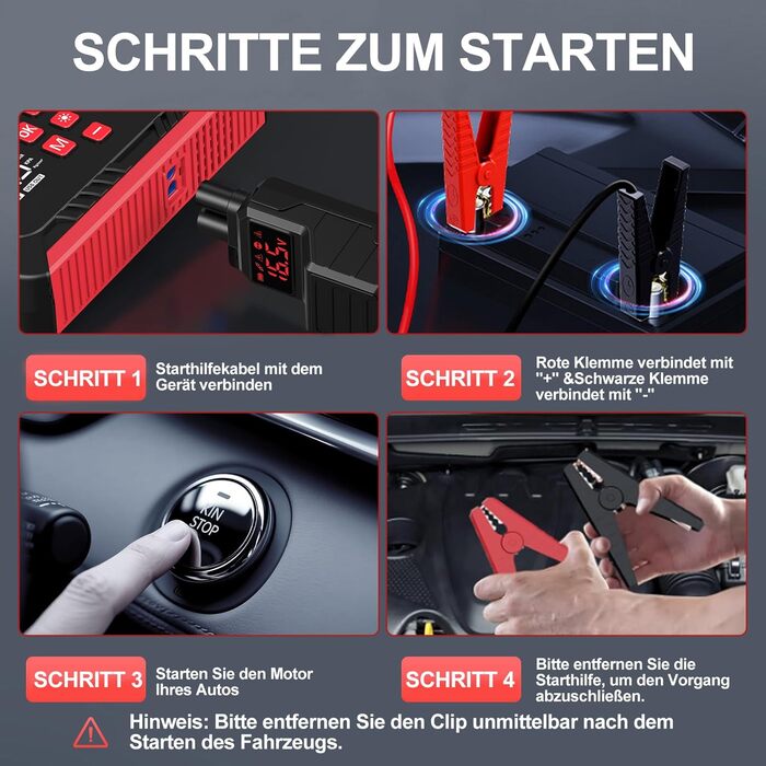 Портативний акумулятор для запуску авто 7000A з компресором 150PSI, 12V. Запуск бензинових (8л) та дизельних (10л) двигунів, прикурювач, LED ліхтарик.