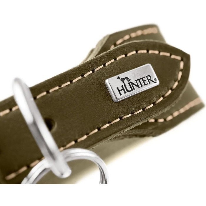 Нашийник для собак Hunter Aalborg ExtraWide оливкового кольору, 45 см, з м'якої шкіри, Made in Germany