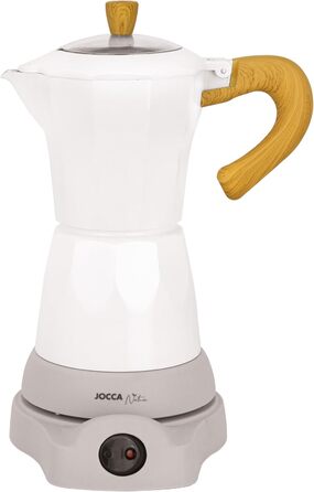 Jocca Electric Italian Coffee Machine Nature, 6 Cups Moka Pot, 300ml, Swivel Base, Cold-Touch Handle, Keep-Warm Function, White
