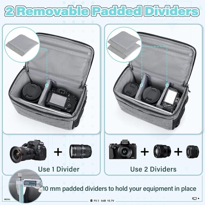 Чохол для камери RAINSMORE для DSLR/SLR: водонепроникний, ударостійкий, з дощовиком та регульованим ремінцем, сірий