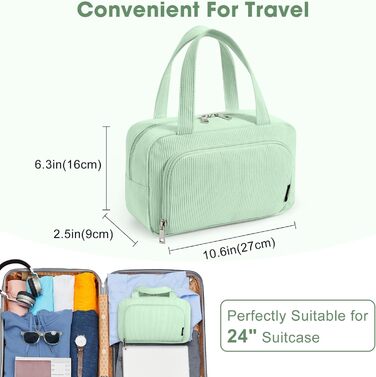 Косметичка жіноча Kalidi з багатьма відділеннями та відділенням для пензликів, велика, для подорожей, зелена (м'ятна)