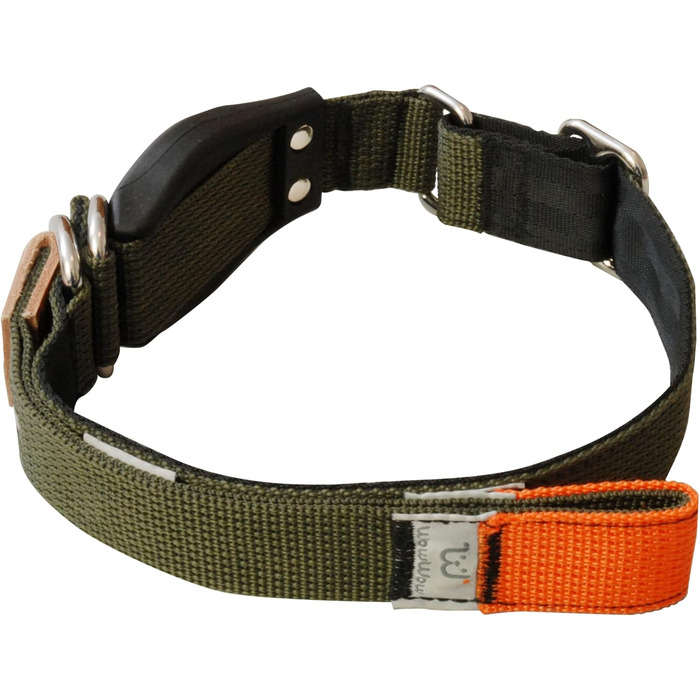 WowWow Professional Dog Collar with Leash - Khaki - Size M 37-46 cm, 195g light, innovative collar with integrated leash - known from 'The Lion's Den'