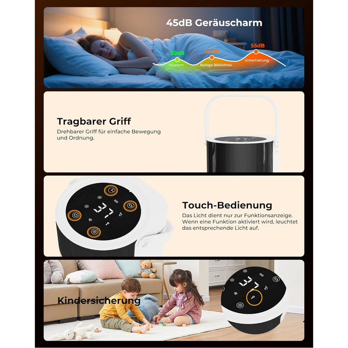 Електричний обігрівач 2000W з PTC-керамічним нагрівачем, тихий, з пультом керування, таймером, поворотним механізмом 70°, LED-дисплеєм для офісу, спальні, ванної кімнати, дому (білий)