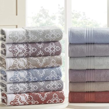 Набір рушників для ванної Modern Threads Charlize Stone, 6 предметів: 2 банні, 2 для рук, 2 для обличчя, жаккардовий дизайн, колір сірий