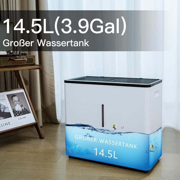 Зволожувач повітря 6L Top Fill, зволожувач повітря на основі випаровування, 1000 мл/год, автовимкнення, білий (EH22T)