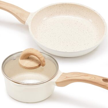 Набір посуду керамічний з гранітним покриттям для індукції, 3 предмети, бежевий