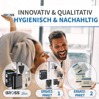 Набір для чищення унітазу Bross® Silikon з тримачем - антибактеріальний, швидке висихання, чорний