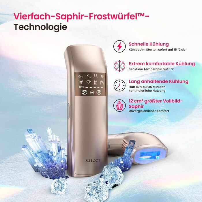 Пристрій для епіляції IPL, 25 Дж, лазерне видалення волосся для жінок та чоловіків, безболісна технологія охолодження сапфіром, довготривалий ефект для зони бікіні, ніг, пахв, тіла, колір: шампань-золото