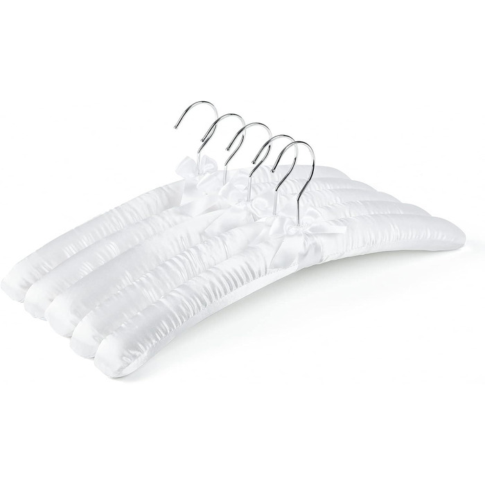 Amber Home 10-Piece 43cm White Satin Clothes Hangers, Soft Silk Hangers for T-Shirt, Shirt, Coat, Dress, Tank Top, Wedding Dress, Sweater with Swivel Hook