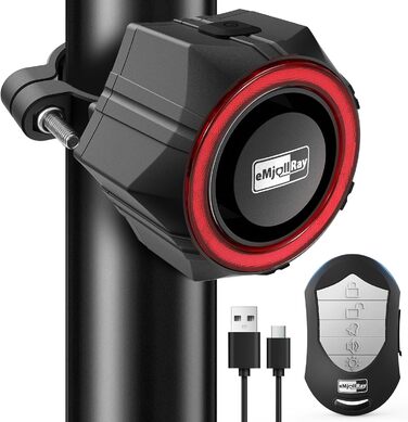Велосипедна сигналізація eMjollRay 110дБ з пультом, USB зарядка, IP65 водонепроникна, для електровелосипеда, самоката, мотоцикла, дверей і вікон, 5 рівнів гучності