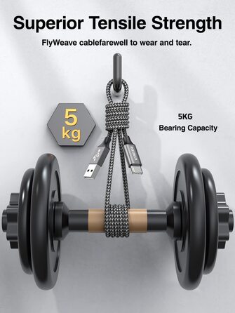 Кабель USB-C 2 шт. (1м+1м) з нейлону, 3.1A, для Samsung Galaxy (сірий)