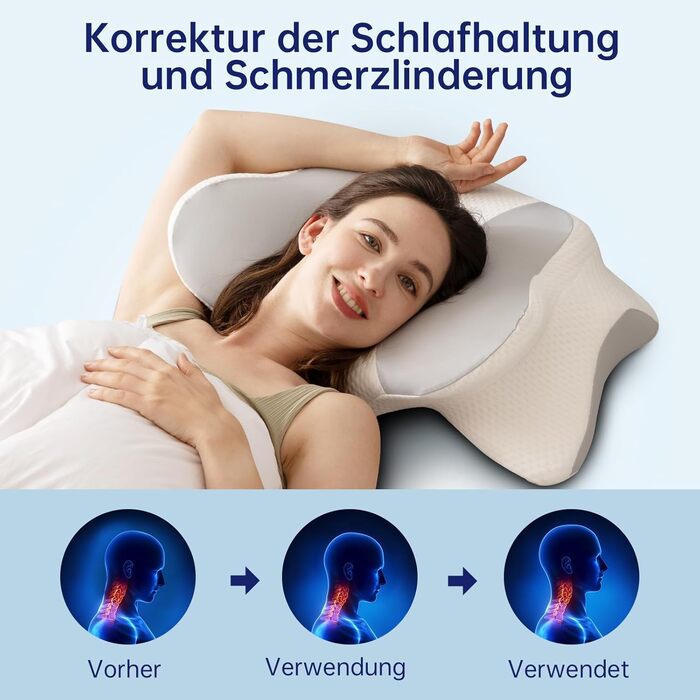 Uniency Orthopedic Memory Foam Anti-Snore Pillow - Ergonomic Neck Support Pillow for Side, Back & Stomach Sleepers (Gray)