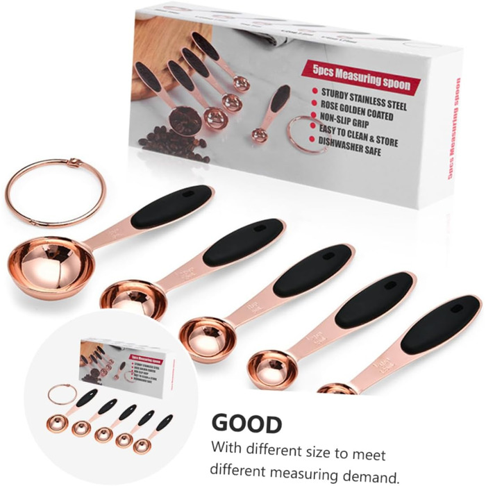 MAGICLULU 3 Sets Rose Gold Measuring Spoons, Measuring Cups, Scoops, Grill Plate, Baking Mold, Cocktail Spoon, Measuring Spoon, Kitchen Baking Utensils, Kitchen Accessories, Stainless Steel