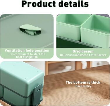 Електрична обідовниця з підігрівом 1.5L, портативна, для роботи, сім'ї, кемпінгу, офісу, подорожей, будівництва (зелена)