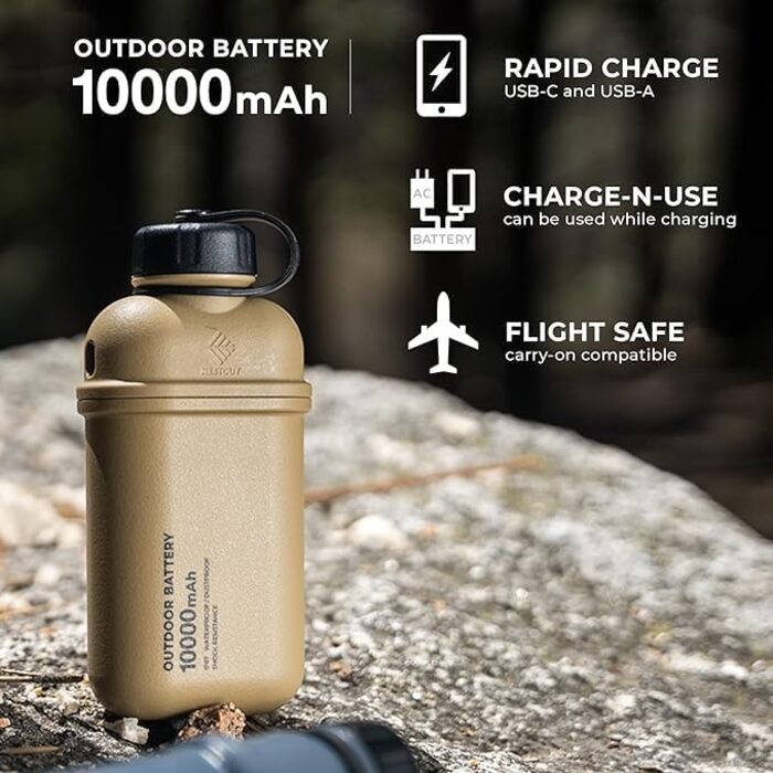 Портативний зарядний пристрій ELECOM NESTOUT: 10000mAh, водонепроникний IP67, ударостійкий, для iPhone, iPad, Android. Швидка зарядка 20W USB-C PD. Ідеально для туризму, кемпінгу та подорожей.