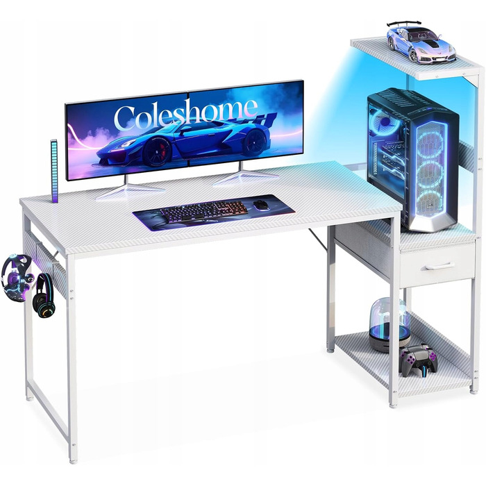 Ігровий стіл з LED-підсвіткою, ергономічний та комфортний, 138x48x114,5 см