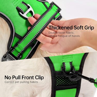 Шлейка для собак середнього розміру NESTROAD, розмір M, протисмикова, для собак середніх порід, обхват шиї 33-43 см, обхват грудей 43-64 см, безпечна, з підкладкою, зелена