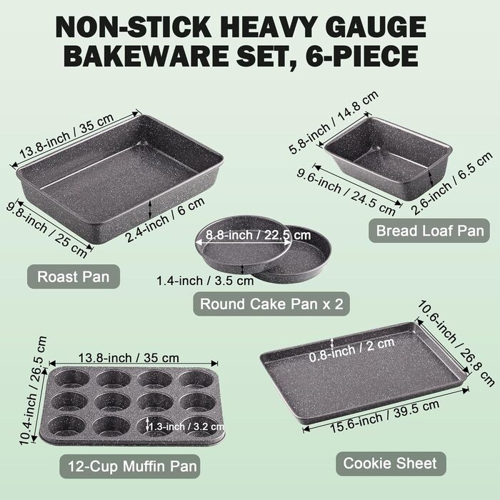 Cook N Home Набір для випічки 6 предметів з антипригарним покриттям, сталевий, чорний