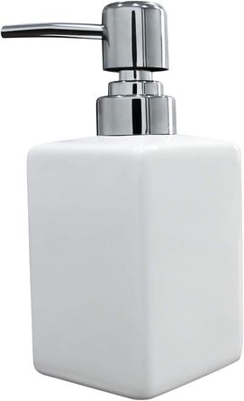 Керамічний дозатор для мила та лосьйону, 320 мл, квадратний, класичний, для кухні, ванної кімнати, пральні, наповнюваний, білий