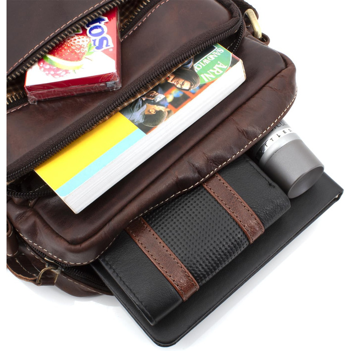 Чоловіча сумка через плече JOREY з натуральної шкіри - для бізнесу, роботи, подорожей (темно-коричнева)