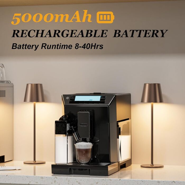 Набір з 2 бездротових настільних світильників LED з акумулятором, диммер сенсорний, 3 режими кольору, USB-C зарядка для спальні, столу, кемпінгу (Чорний)