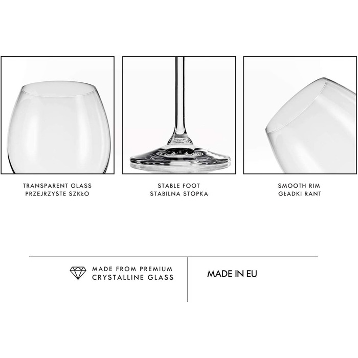 Набір склянок Krosno Rot Venezia 350 мл (6 шт.) | Стійке до миття в посудомийній машині скло, без свинцю