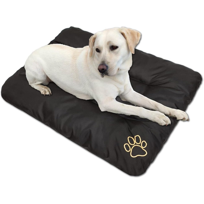 Матрац для собак, лежанка для собак великих, середніх та маленьких порід - вологостійкий килимок для собак, м'який лежак з піни, для вулиці та дому - 90x60x8 см (R2(100 x 70 см), чорний)