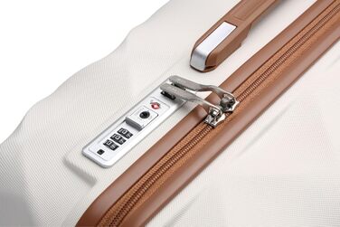 Чемодан British Traveller Mittelgroßer, 64x43x26.5 см, ABS+PC, TSA-замок, 4 колеса, кремовий (64 см, 57 л)