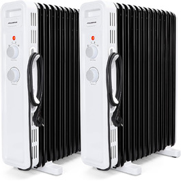 Електричний масляний радіатор Aigostar 2500W з термостатом, 13 ребер, 30м², 3 режими, захист від перекидання та перегріву