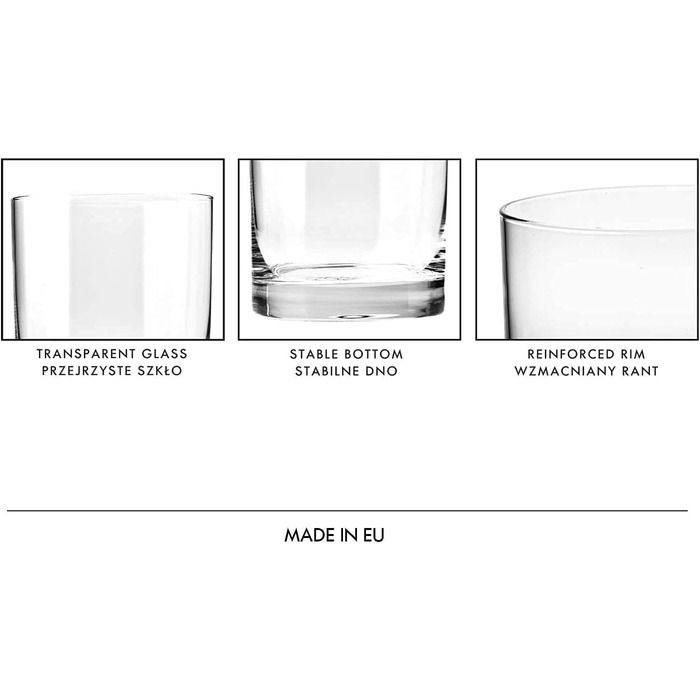 Krosno Whisky Glasses Tumbler | Set of 6 | 300 ML | Blended Collection | Perfect for Home, Restaurants, and Parties | Dishwasher Safe